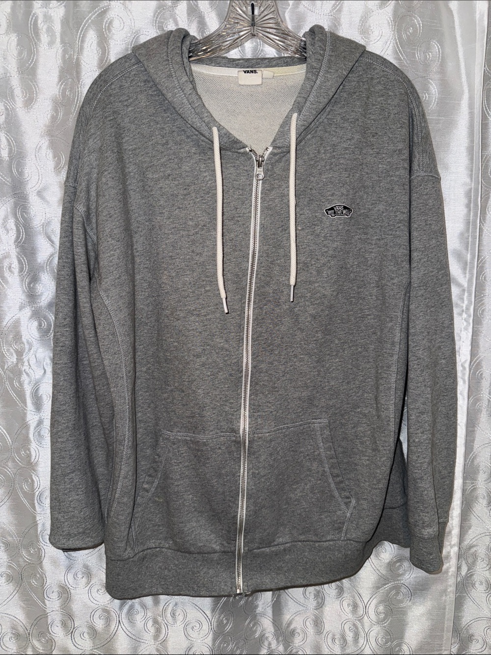 Vans Off the Wall Men's Gray Full-Zip Hoodie Size Large 🔥 G13